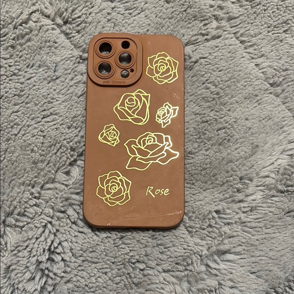 Rose Design Brown Phone Case